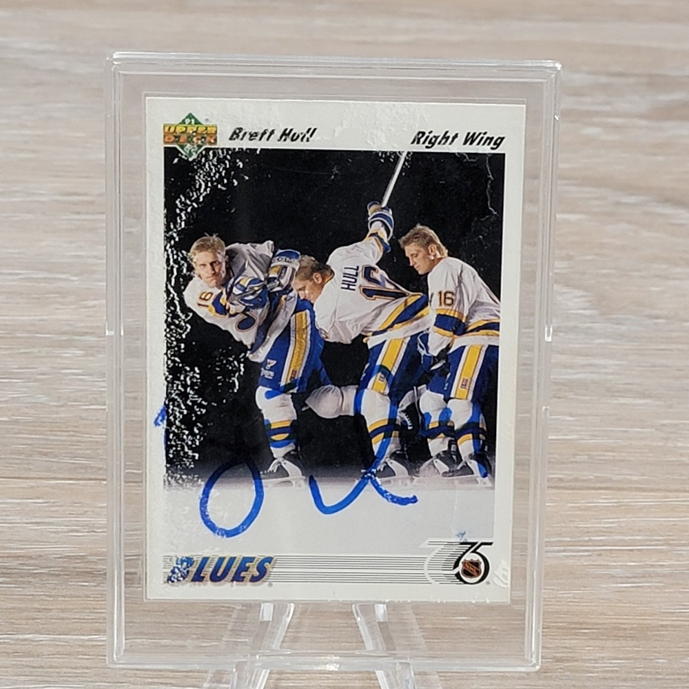 1991 Upper Deck Brett Hull St Louis Blues Signed Autograph Hockey Card 464